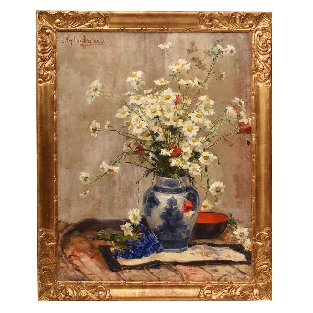 QF636 1 antique floral painting still life flower oil painting Art deco.jpg